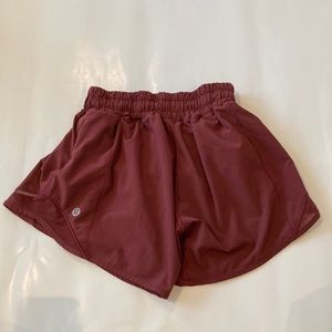 Lululemon 4” Red Merlot Low-Rise Shorts - Size 0